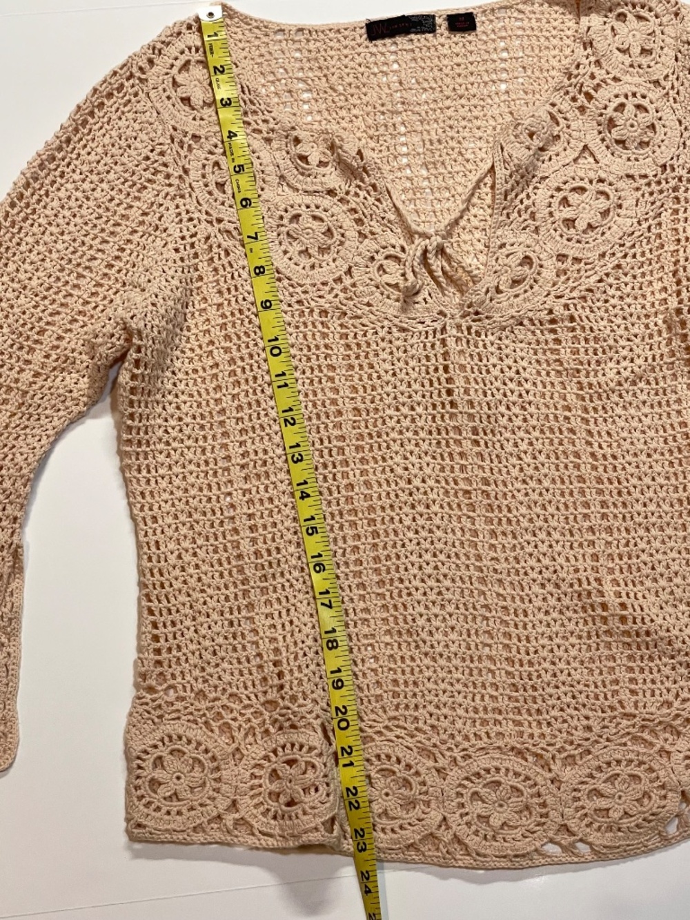 JW Style 100% Cotton Crochet Top Pullover Sweater Size M Like New - Picture 9 of 11